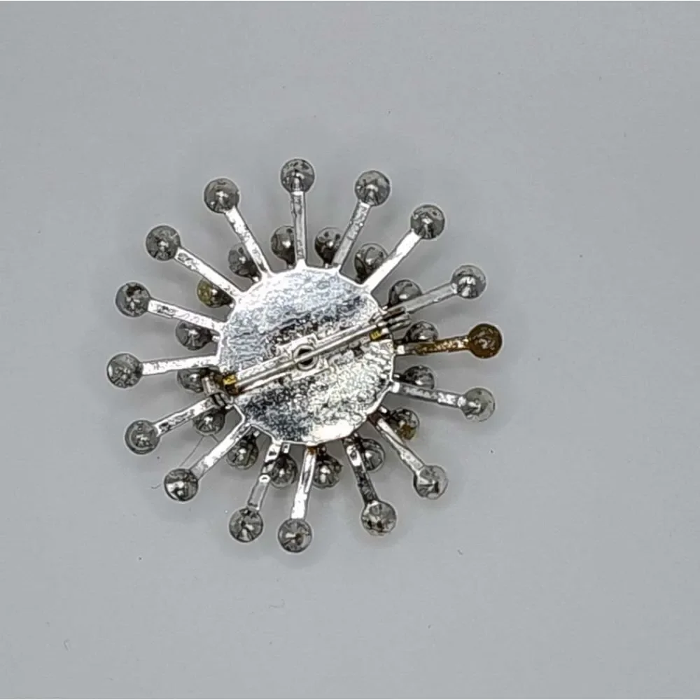 5/$20 Vintage silver rhinestone burst brooch